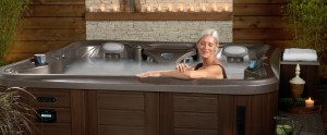 Woman enjoying microsilk in a hot tub